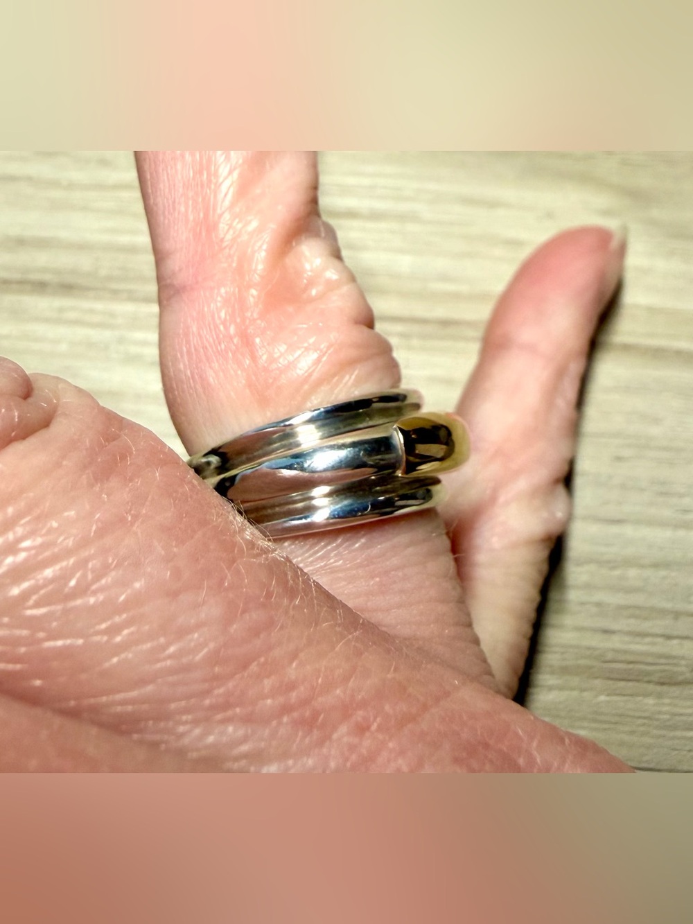 Greek Designer Ilias Lalaounis Sterling Silver & 14K Gold Band Ring, Size 7 - Picture 9 of 10